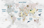 Kids Animal World Map Wallpaper : Illustrated Atlas Mural - View 2