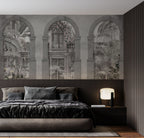 Roman Arch Garden Wallpaper : Grey Classical Doorway Mural - View 3