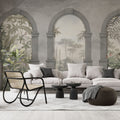 Roman Arch Tropical Wallpaper : Misty Garden View Mural