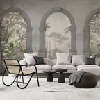 Roman Arch Tropical Wallpaper : Misty Garden View Mural