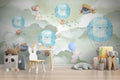 Sage Sky Balloon Animals Wallpaper : Watercolor Kids Mural