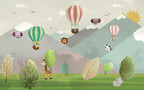 Peekaboo Mountain Animals Wallpaper : Pastel Kids Mural - View 2