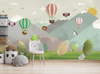Peekaboo Mountain Animals Wallpaper : Pastel Kids Mural