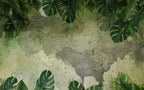 Olive Plaster Tropical Wallpaper : Watercolor Leaf Mural - View 2