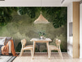 Olive Plaster Tropical Wallpaper : Watercolor Leaf Mural