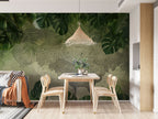 Olive Plaster Tropical Wallpaper : Watercolor Leaf Mural