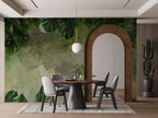 Olive Plaster Tropical Wallpaper : Watercolor Leaf Mural - View 3
