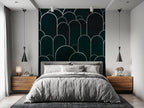 Art Deco Arch Wallpaper : Plum Navy Geometric Mural - View 6