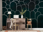 Art Deco Arch Wallpaper : Plum Navy Geometric Mural - View 5
