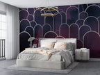 Art Deco Arch Wallpaper : Plum Navy Geometric Mural - View 4