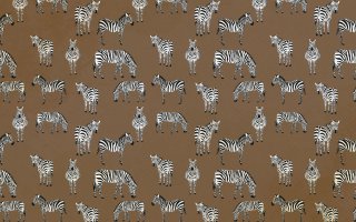Brown Zebra Wallpaper : Small Zebra Herd Pattern - View 2