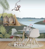 Lakeside Camping Wallpaper : Kids Tent Landscape Mural