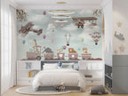 Animal Train Wallpaper : Hot Air Balloon Kids Mural