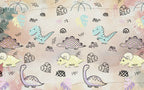Cute Dinosaur Doodle Wallpaper : Pastel Kids Pattern - View 2