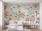 Cute Dinosaur Doodle Wallpaper : Pastel Kids Pattern - View 4