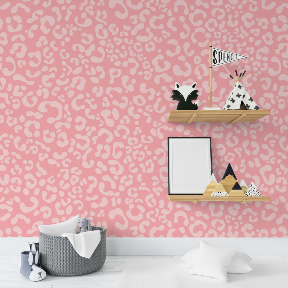 Pink Leopard Print Wallpaper : Playful Animal Spot Pattern