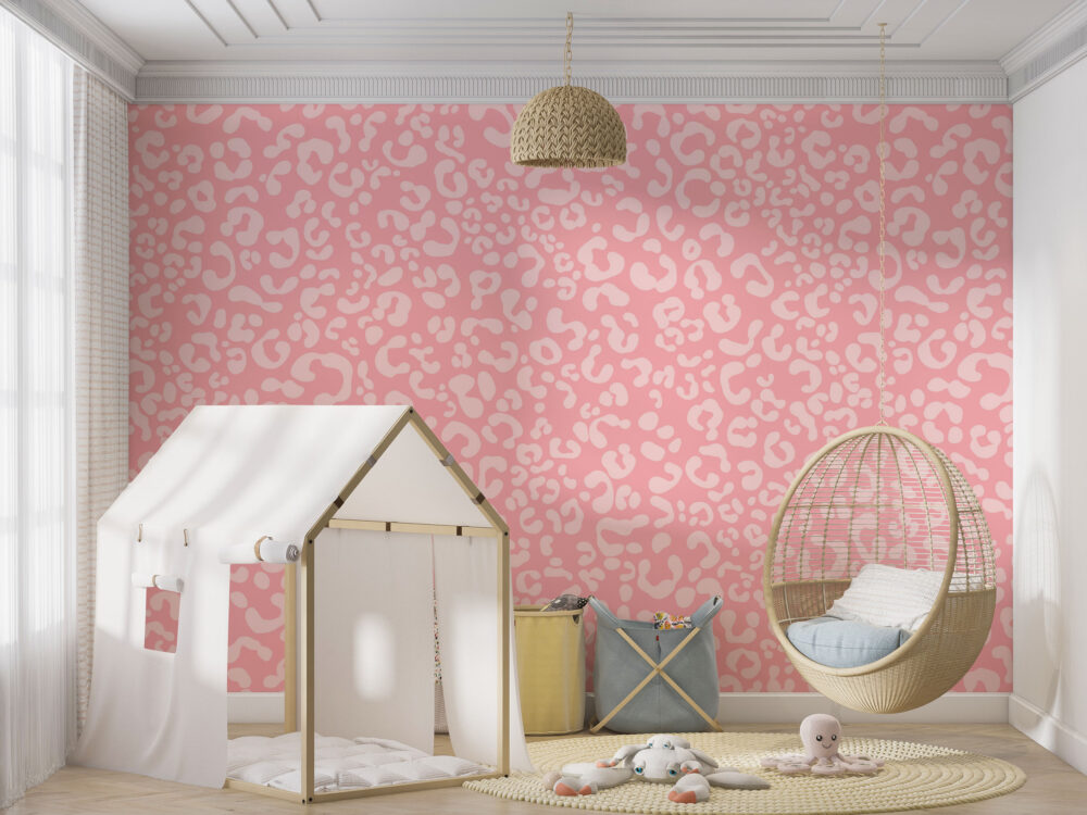 Pink Leopard Print Wallpaper : Playful Animal Spot Pattern - View 4