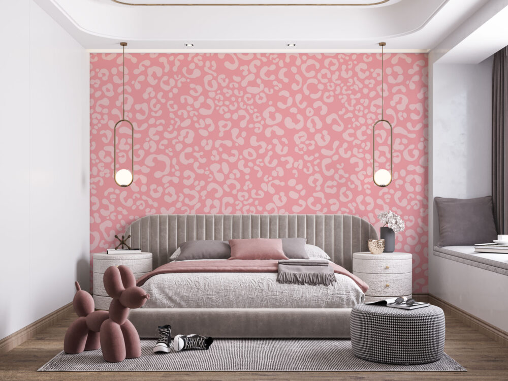 Pink Leopard Print Wallpaper : Playful Animal Spot Pattern - View 3