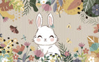 Cute Bunny Butterfly Wallpaper : Floral Kids Mural - View 2