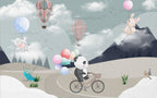 Panda Balloons Wallpaper : Flying Animals Kids Mural - View 2