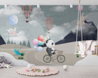Panda Balloons Wallpaper : Flying Animals Kids Mural - View 3