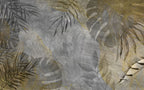 Distressed Leaf Concrete Wallpaper : Grey Plaster Botanical Mural - View 2