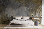Distressed Leaf Concrete Wallpaper : Grey Plaster Botanical Mural - View 4