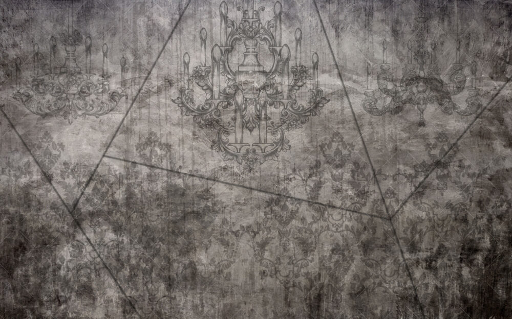 Distressed Baroque Wallpaper : Faded Damask Ornament Mural - View 2