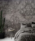 Distressed Baroque Wallpaper : Faded Damask Ornament Mural