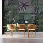Dark Heron Jungle Wallpaper : Moody Tropical Mural - View 4