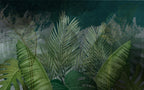 Dark Palm Frond Wallpaper : Deep Green Jungle Mural - View 2
