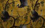 Mustard Heron Branch Wallpaper : Gold Chinoiserie Birds Mural - View 2