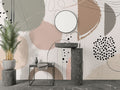 Blush Abstract Shapes Wallpaper : Boho Geometric Mural