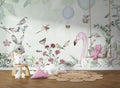 Bunny Flamingo Garden Wallpaper : Botanical Kids Mural