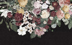 Hanging Rose Bouquet Wallpaper : Dark Floral Cascade Mural - View 2
