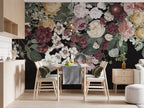 Hanging Rose Bouquet Wallpaper : Dark Floral Cascade Mural - View 3