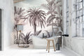 Blush Tropical Palm Wallpaper : Soft Sketch Jungle Mural