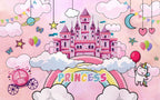 Pink Princess Castle Wallpaper : Rainbow Clouds Fairy Tale Mural - View 2