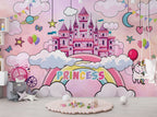 Pink Princess Castle Wallpaper : Rainbow Clouds Fairy Tale Mural