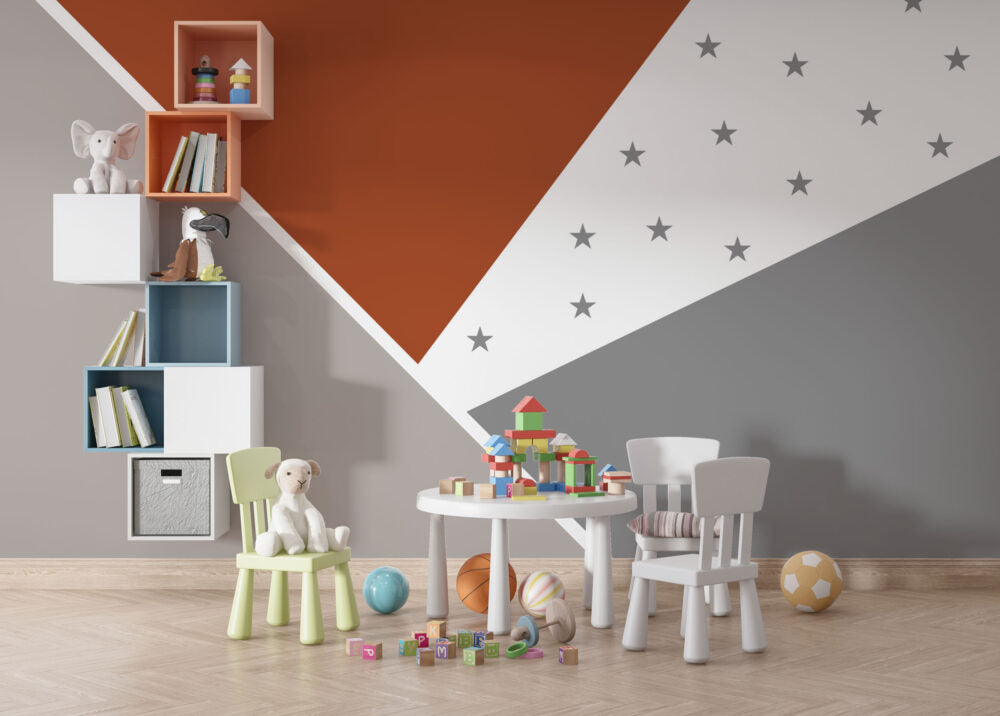 Rust Star Geometric Wallpaper : Modern Kids Accent Mural - View 3