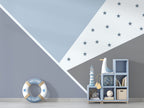 Blue Star Geometric Wallpaper : Grey Triangle Kids Mural - View 3