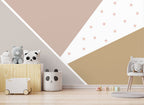 Blush Star Geometric Wallpaper : Pink Tan Triangle Kids Mural - View 4