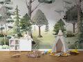 Watercolor Forest Trees Wallpaper : Meadow Woodland Mural