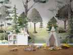Watercolor Forest Trees Wallpaper : Meadow Woodland Mural