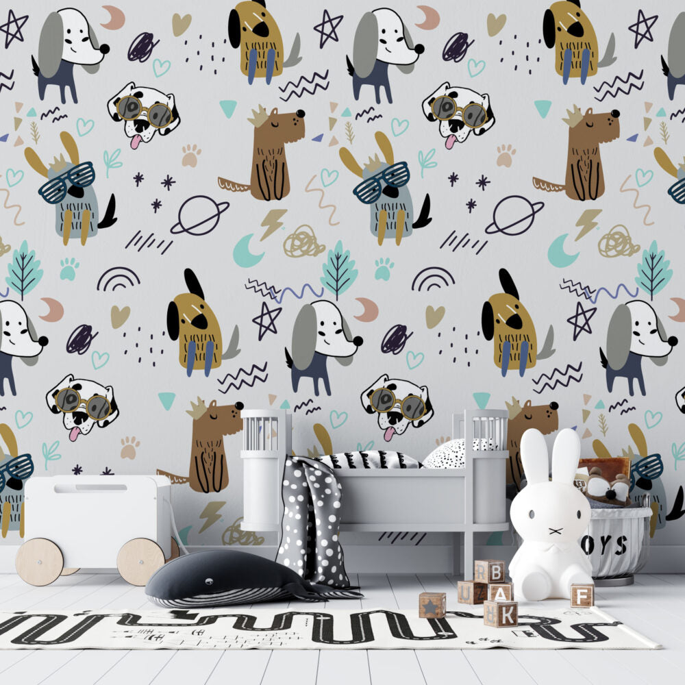 Doodle Puppy Wallpaper : Cute Dog Kids Pattern