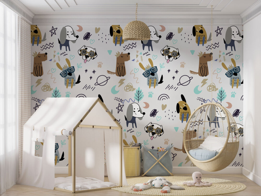 Doodle Puppy Wallpaper : Cute Dog Kids Pattern - View 3