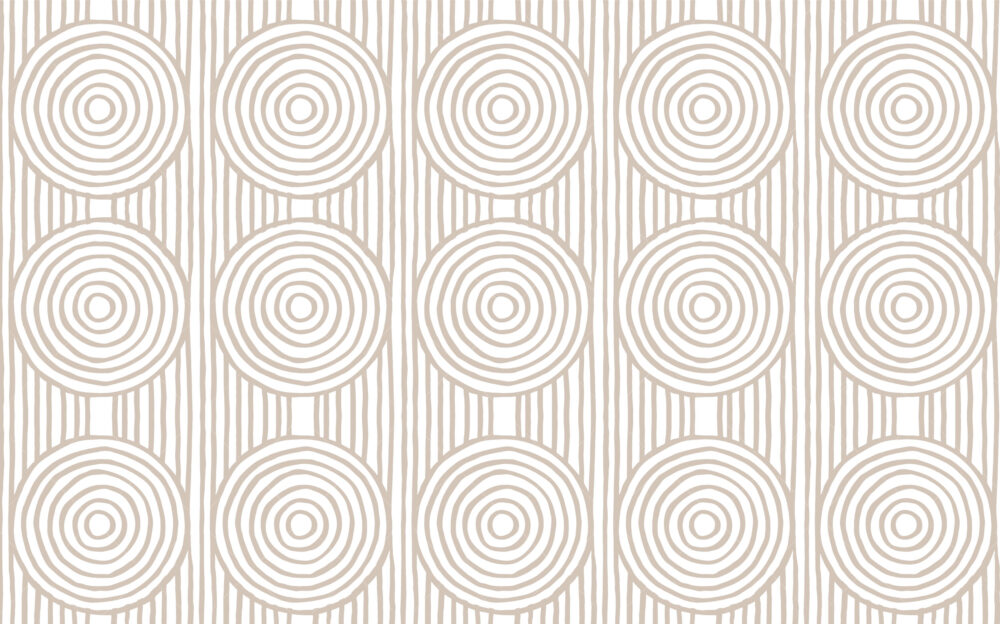 Boho Arc Line Wallpaper : Beige Concentric Circle Pattern - View 2