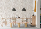 Boho Arc Line Wallpaper : Beige Concentric Circle Pattern - View 4