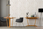 Boho Arc Line Wallpaper : Beige Concentric Circle Pattern - View 3
