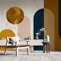 Boho Arches Wallpaper : Navy And Ochre Geometric Mural
